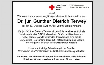 Nachruf – Wir trauern um unseren langjährigen ehrenamtlichen Vorsitzenden Dr. jur. Günther Dietrich Terwey